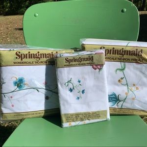 Vintage Springmaid King sheet set - floral Swiss Manor print. Wondercale No-Iron